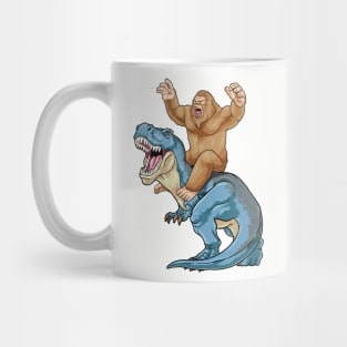 Bigfoot Riding Dinosaur Mug